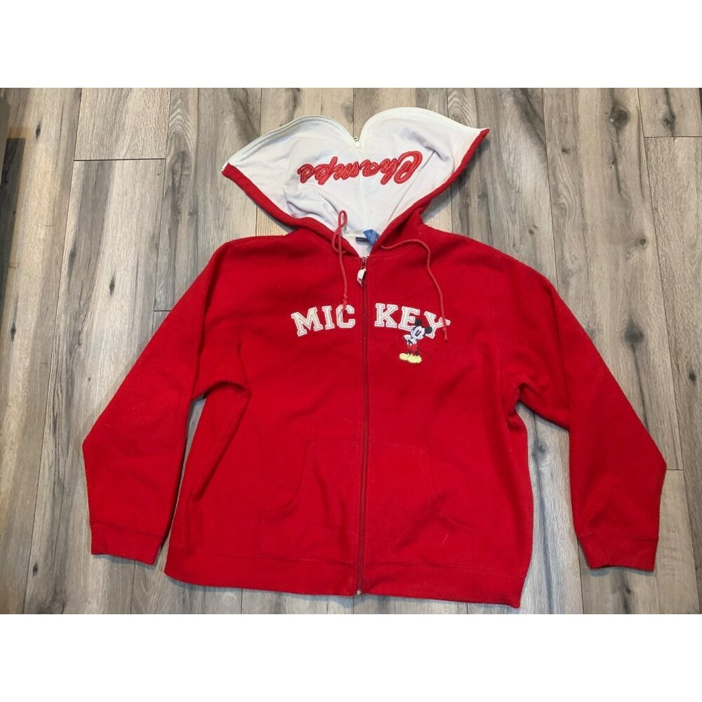 Disney Mickey Mouse Red Hooded Zip-Up Sweatshirt XL